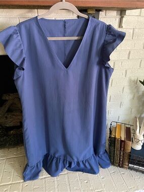 SHEIN Periwinkle V-Neck Ruffle Sleeve dress